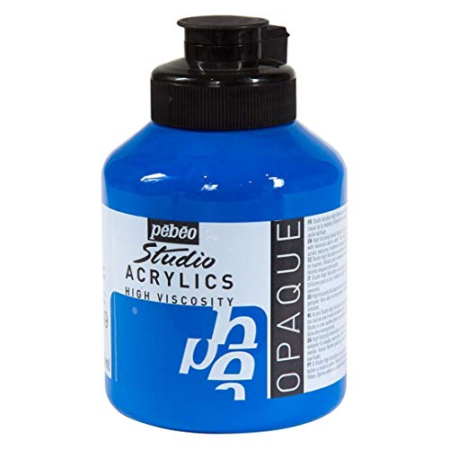 Pebeo Studio Acrylfarbe, 500 ml, Primärzyan, 171049, Cyan Primär undurchsichtig von Pébéo