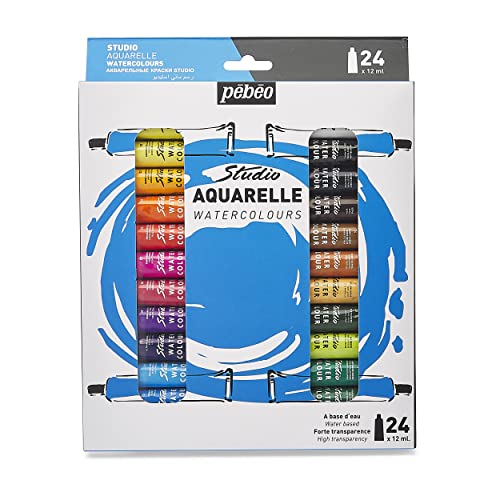 Pebeo - Watercolour Studio - Hochwertiges Aquarellset für Profi- und Hobbykünstler - 24 Tuben, 12 ml, Orange von Pébéo