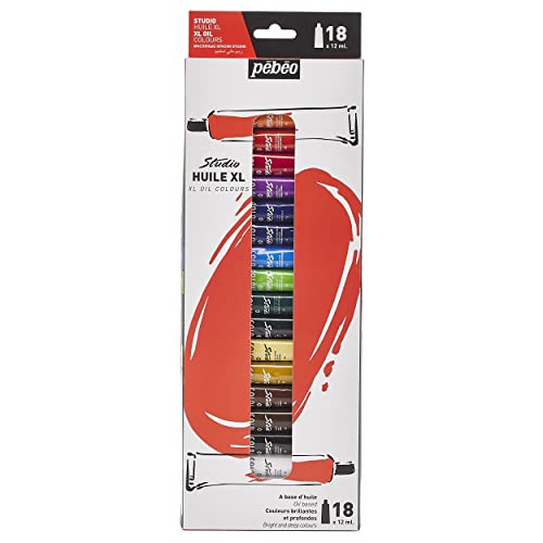 Pébéo - XL Oil Studio - Hochwertiges Ölfarben-Set für professionelle Künstler und Hobbymaler - 18 Farben, 12 ml, Grün von Pébéo