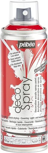 Pébéo - decoSpray - Acryl Sprühfarbe - Zur Dekoration von Innen- und Außenbereichen auf verschiedenen Oberflächen - Wasserbasis, geruchsarm - 200 ml - Glänzendes Finish - Farbe Rot Pébéo - decoSpray - Acryl Sprühfarbe - Zur Dekoration von Innen- und Außenbereichen auf verschiedenen Oberflächen - Wasserbasis, geruchsarm - 200 ml - Glänzendes Finish - Farbe Rot von PEBEO