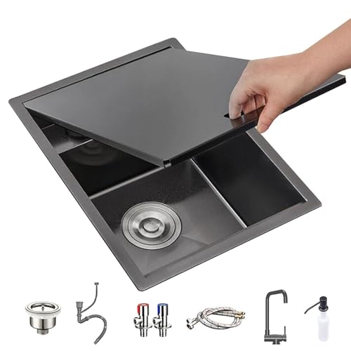 Edelstahl-Unterbauspüle Mit Klappbarer Wasserhahnabdeckung – Kleine Einzelbecken-Bar, Wohnmobil-Aufsatzspüle Zum Gemüsewaschen Und Zubereiten Von Speisen(30 * 45 * 22cm) von PEBFHSQW