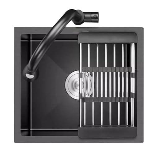 Kleine Küchenspüle Mit Wasserhahn-Ablaufkorb, Edelstahl-Unterbauspüle Für Wohnungen Und Balkone, Kompaktes Einzelbecken Für Kleine Räume(50X45X21cm) von PEBFHSQW