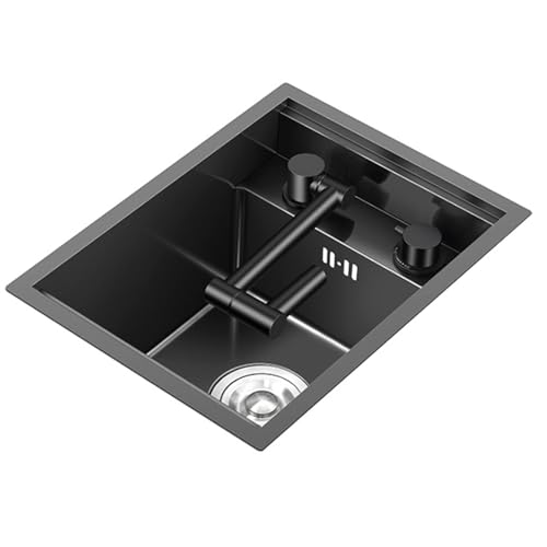 Kommerzielle Edelstahl-Barspüle, Einzelbecken Mit Klapphahn Und Deckel – Platzsparende Unterbau-/Einbauspüle Für Küchenzeilen, Cafés, Wohnmobile(39 * 43 * 22cm) von PEBFHSQW