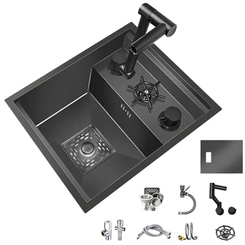 Küchen Versteckte Spüle In Der RV-Barküche Kleine Spüle Aus Edelstahl Mit Deckel, Hebehahn, Siphon Balkonstudio, Outdoor-Gemüse- Und Handwaschbecken(Sink+faucet C) von PEBFHSQW