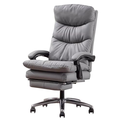 PEBFHSQW Ergonomischer Computerstuhl Chefstuhl Für Zuhause Und Büro Verstellbarer Bürodrehstuhl Mit Fußstütze Spielstuhl Fürs Wohnheim Große Winkeleinstellung(Grigio) von PEBFHSQW