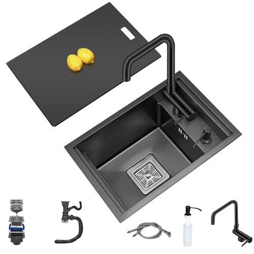 PEBFHSQW Unsichtbare Spüle Für Küchenbar Kleine Spüle Mit Integriertem Siphon RV-Einzelspülbecken Mit Klapphahn Und Abdeckung Aufsatzwaschbecken Aus Edelstahl Platzsparend von PEBFHSQW