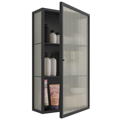 PEBFHSQW Wandschrank Badezimmer-Wandschrank – Großer Hängeschrank Mit Tür Für Badezimmer, Balkon Und Eingangsbereich, Leicht Zu Reinigende Kosmetikablage(BlackB,60 * 50 * 15cm) von PEBFHSQW