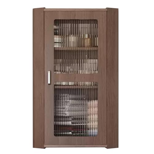 PEBFHSQW Wandschrank Eckregal Fürs Badezimmer – Platzsparender Aufbewahrungsschrank Für Toilettenartikel, Kosmetikartikel Und Waschtisch(Brown,70 * 30 * 30cm) von PEBFHSQW