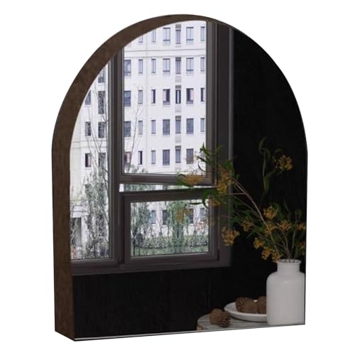 PEBFHSQW Wandschrank Gewölbter Badezimmerspiegelschrank – Wandmontierter Kosmetikspiegel Aus Holz Mit Stauraum, Für Bad Und Wohnzimmer, Schminkspiegel(Brown) von PEBFHSQW