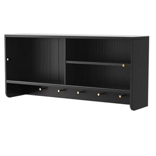 PEBFHSQW Wandschrank Kleiner Hängeschrank – Moderne Aufbewahrung Für Wohnzimmer Und Küche Mit Glasschiebetüren, Minimalistisches Sideboard Als Deko-Element(Schwarz) von PEBFHSQW