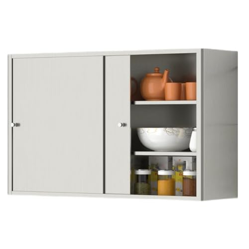 PEBFHSQW Wandschrank Küchenschrank Mit Schiebetüren Aus Edelstahl – Organizer, Badezimmerschrank Für Gewürze, Geschirr Und Küchenutensilien. Leicht Zu Reinigen.(60 * 40 * 20cm) von PEBFHSQW