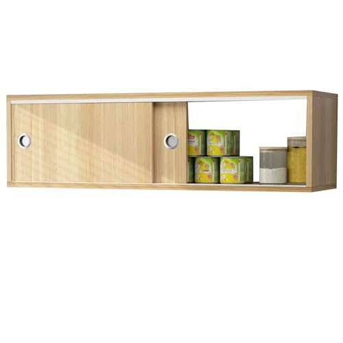 PEBFHSQW Wandschrank Wandmontierter Schiebetürenschrank – Multifunktionaler Organizer, Moderner Flur- Und Küchenschrank Für Schlafzimmer, Wohnzimmer Und Badezimmer(Wood Color,80 * 30 * 30cm) von PEBFHSQW