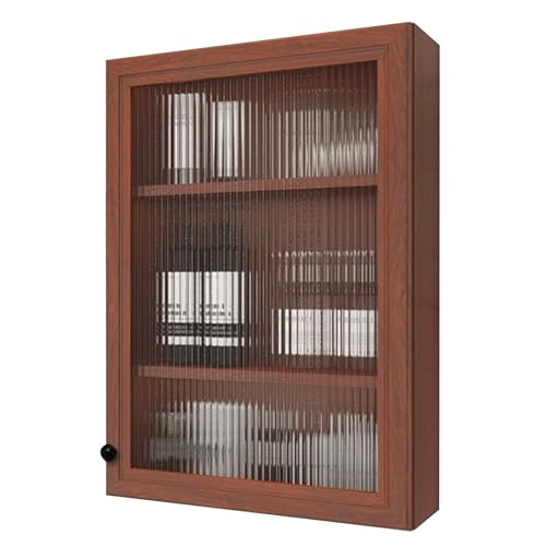 PEBFHSQW Wandschrank Wandregal Aus Aluminiumlegierung Mit Glastür – Hängeregal Für Bad, Küche Oder Waschküche – Platzsparendes Wandregal(Brown) von PEBFHSQW
