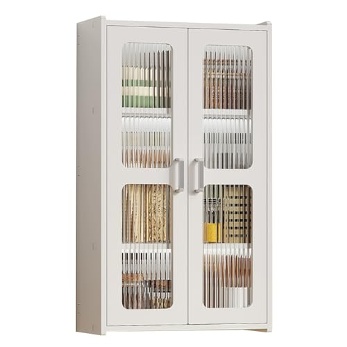 PEBFHSQW Wandschrank Wandschrank Mit Türen – Mehrschichtiger Hängeschrank Für Küche, Bad, Schlafzimmer, Balkon, Multifunktionales Regal Für Gewürze, Kosmetikartikel(WhiteA,70 * 40 * 16cm) von PEBFHSQW