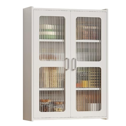 PEBFHSQW Wandschrank Wandschrank Mit Türen – Mehrschichtiger Hängeschrank Für Küche, Bad, Schlafzimmer, Balkon, Multifunktionales Regal Für Gewürze, Kosmetikartikel(WhiteA,70 * 50 * 16cm) von PEBFHSQW