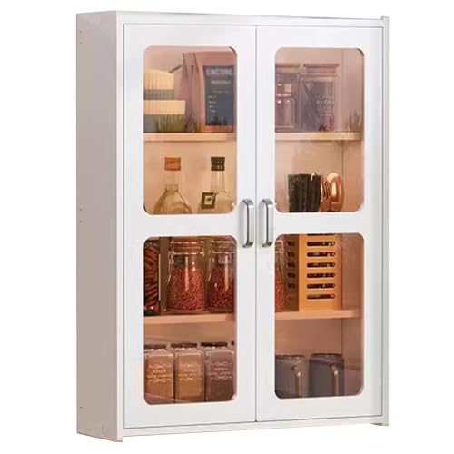 PEBFHSQW Wandschrank Wandschrank Mit Türen – Mehrschichtiger Hängeschrank Für Küche, Bad, Schlafzimmer, Balkon, Multifunktionales Regal Für Gewürze, Kosmetikartikel(WhiteB,70 * 50 * 16cm) von PEBFHSQW