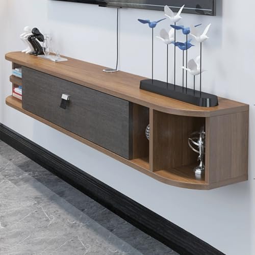 PEBFHSQW Wandschrank Wohnzimmer-Wandregal, Schwebende TV-Wandkonsole – Hängeregal, Platzsparendes Schlafzimmer-Wandregal Mit Großem Fassungsvermögen(Brown,160 * 23.6 * 22.7cm) von PEBFHSQW