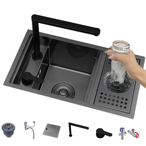Unsichtbare Einbauspüle Mit Abdeckung Und Hochklappbarem Wasserhahn, Spül- Und Vorbereitungsbecken, Platzsparendes Design Für Großküchen, Restaurants Und Wohnmobile(55 * 32 * 23cm) von PEBFHSQW