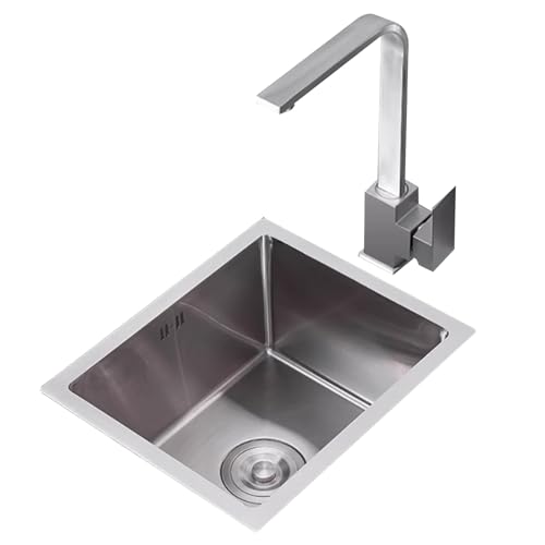 Unterbau-Barspüle Aus Edelstahl – Kleine Küchenspüle Mit Einzelbecken Und Wasserhahn Für Hausbar, Waschküche(40 * 40 * 20cm) von PEBFHSQW