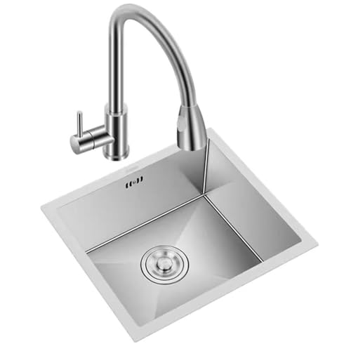 Unterbauspüle Für Die Küche, Kleines Edelstahl-Mini-Spülbecken Mit Ausziehbarer Brause, Für Wohnung, Wohnmobil, Bar, Balkon, Waschküche(50X40X21cm) von PEBFHSQW