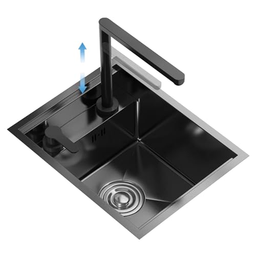 Versteckte Spüle Für Kleine Räume – Edelstahl-Unterbau-Minibar-Spüle Für Studio-Apartments, Küchenzeilen – Platzsparend Mit Hochklappbarem Wasserhahn(30 * 45 * 22cm) von PEBFHSQW
