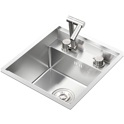 Versteckte Spüle Mit Klappbarer Wasserhahnabdeckung, Silberfarbene Edelstahl-Einbauspüle Für Die Minibar, Spülbecken Für Küche, Wohnmobil, Esszimmer Und Waschküche(32 * 43 * 22cm) von PEBFHSQW