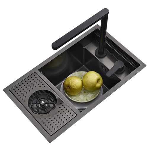 Villa Bar Arbeitsplatte, Unsichtbare Spüle Mit Abdeckung, Hochklappbarer Wasserhahn, Platzsparende Unterbauspüle Für Küche, Gewerbe, Restaurant, Wohnmobil, Wohnbereich(58 * 32 * 23cm) von PEBFHSQW