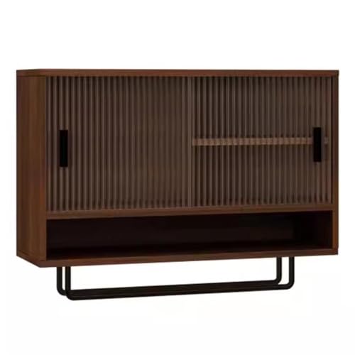 Wandschrank Gewürzregal-Wandschrank – Küchenaufbewahrung Mit Tür Für Esszimmer Eingangsbereich Schmaler Seitenschrank Für Kleine Räume Wohnzimmerdekoration Flurorganisation(BrownB,100*50*28cm) von PEBFHSQW
