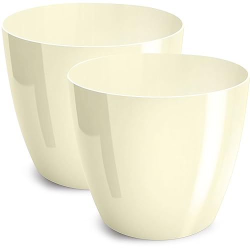 PECZEKO Blumentopf glänzender, Pflanzkübel aus Übertopf Kunststoff Dekorativer Topf für, groß und klein Pflanzen, 2er-Set blumenkübel, blumenkübel kräutertopf, (2 Pack) Ecri, ø 12 cm von PECZEKO