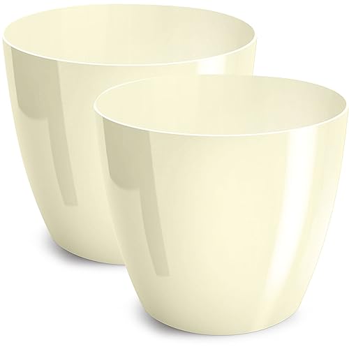 PECZEKO Blumentopf glänzender, Pflanzkübel aus Übertopf Kunststoff Dekorativer Topf für, groß und klein Pflanzen, 2er-Set blumenkübel, blumenkübel kräutertopf, (2 Pack) Ecri, ø 14 cm von PECZEKO