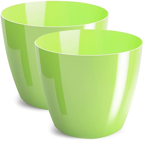 PECZEKO Blumentopf glänzender, Pflanzkübel aus Übertopf Kunststoff Dekorativer Topf für, groß und klein Pflanzen, 2er-Set blumenkübel, blumenkübel kräutertopf, (2 Pack) Grün Pastell, ø 18 cm von PECZEKO