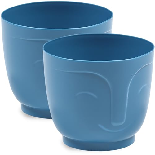 PECZEKO Blumentopf glänzender, Pflanzkübel aus Übertopf Kunststoff Dekorativer Topf für, groß und klein Pflanzen, 2er-Set blumenkübel, blumenkübel kräutertopf, (2 Pack) Maritim, ø 16 cm von PECZEKO