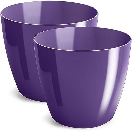 PECZEKO Blumentopf glänzender, Pflanzkübel aus Übertopf Kunststoff Dekorativer Topf für, groß und klein Pflanzen, 2er-Set blumenkübel, blumenkübel kräutertopf, (2 Pack) Violett, ø 16 cm von PECZEKO