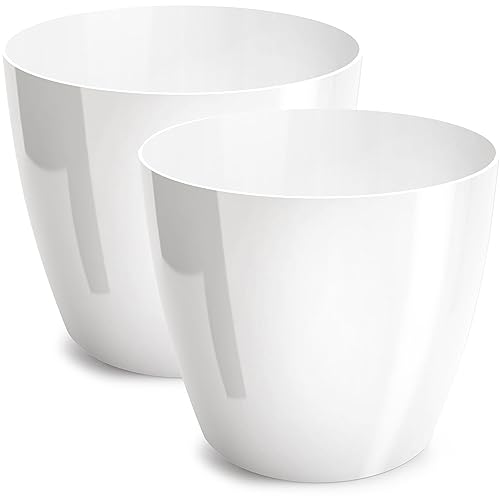 PECZEKO Blumentopf glänzender, Pflanzkübel aus Übertopf Kunststoff Dekorativer Topf für, groß und klein Pflanzen, 2er-Set blumenkübel, blumenkübel kräutertopf, (2 Pack) Weiß, ø 12 cm von PECZEKO