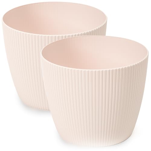 PECZEKO Blumentopf matt, Pflanzkübel aus Übertopf Kunststoff Dekorativer Topf für, groß Pflanzen 2X blumenkübel Set, blumenkübel kräutertopf, (2 Pack) Rosa, ø 19 cm von PECZEKO