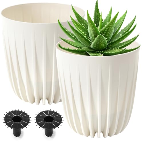 PECZEKO Blumentopf matt, Pflanzkübel aus Übertopf Kunststoff Dekorativer Topf für, groß und klein Pflanzen, 2er-Set blumenkübel, blumenkübel kräutertopf, (2 Pack) Ecri, ø 14 cm von PECZEKO