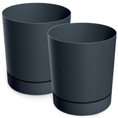 PECZEKO Blumentopf matt, Pflanzkübel aus Übertopf Kunststoff Dekorativer Topf für, groß und klein Pflanzen, 2er-Set blumenkübel, blumenkübel kräutertopf (2 Pack) Anthrazit, ø 15 cm von PECZEKO
