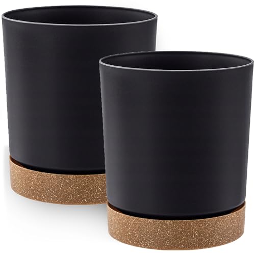 PECZEKO Blumentopf matt, Pflanzkübel aus Übertopf Kunststoff Dekorativer Topf für, groß und klein Pflanzen, 2er-Set blumenkübel, blumenkübel kräutertopf (2 Pack) Anthrazit, ø 24 cm von PECZEKO