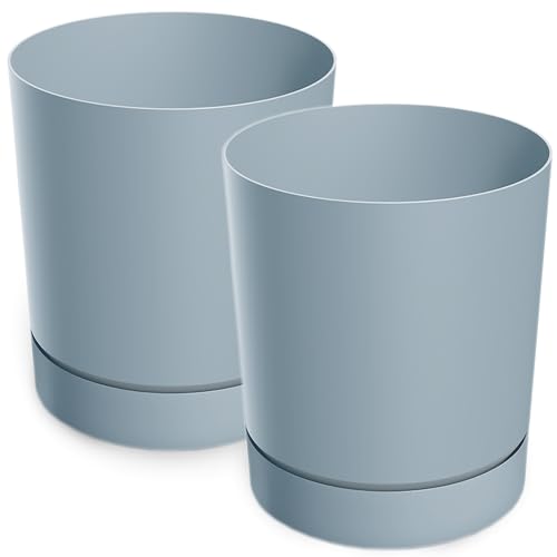 PECZEKO Blumentopf matt, Pflanzkübel aus Übertopf Kunststoff Dekorativer Topf für, groß und klein Pflanzen, 2er-Set blumenkübel, blumenkübel kräutertopf (2 Pack) Grau, ø 18 cm von PECZEKO