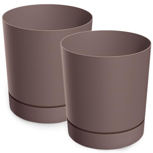 PECZEKO Blumentopf matt, Pflanzkübel aus Übertopf Kunststoff Dekorativer Topf für, groß und klein Pflanzen, 2er-Set blumenkübel, blumenkübel kräutertopf (2 Pack) Marsala, ø 18 cm von PECZEKO
