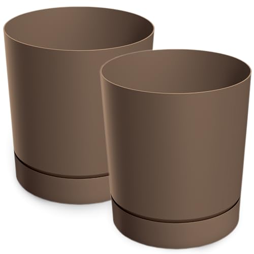 PECZEKO Blumentopf matt, Pflanzkübel aus Übertopf Kunststoff Dekorativer Topf für, groß und klein Pflanzen, 2er-Set blumenkübel, blumenkübel kräutertopf (2 Pack) Rustikaler Ziegelstein, ø 18 cm von PECZEKO