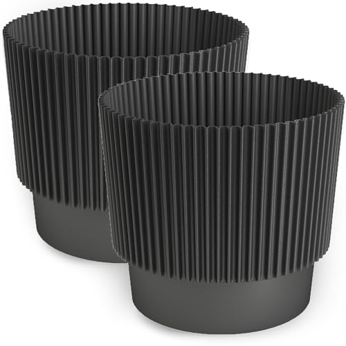 PECZEKO Blumentopf matt, Pflanzkübel aus Übertopf Kunststoff Dekorativer Topf für, groß und klein Pflanzen, 2er-Set blumenkübel, blumenkübel kräutertopf (2 Pack) Schwarz, ø 13 cm von PECZEKO