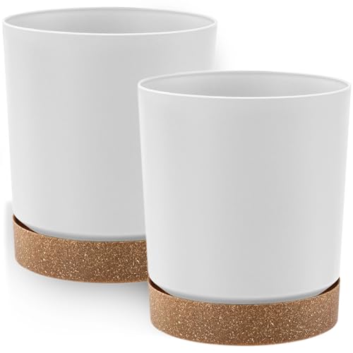 PECZEKO Blumentopf matt, Pflanzkübel aus Übertopf Kunststoff Dekorativer Topf für, groß und klein Pflanzen, 2er-Set blumenkübel, blumenkübel kräutertopf (2 Pack) Weiß, ø 11 cm von PECZEKO
