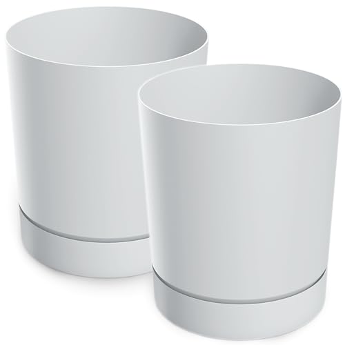 PECZEKO Blumentopf matt, Pflanzkübel aus Übertopf Kunststoff Dekorativer Topf für, groß und klein Pflanzen, 2er-Set blumenkübel, blumenkübel kräutertopf (2 Pack) Weiß, ø 18 cm von PECZEKO