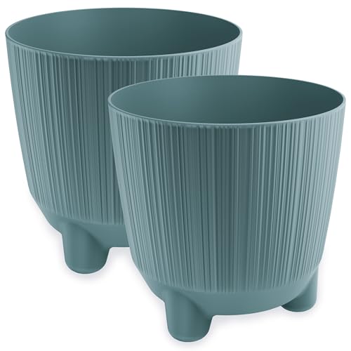 PECZEKO Blumentopf matt, Pflanzkübel mit Beinen, Dekorativer Topf für, groß und klein Pflanzen, 2er-Set blumenkübel, blumenkübel kräutertopf (2 Pack) Blau, ø 20 cm von PECZEKO