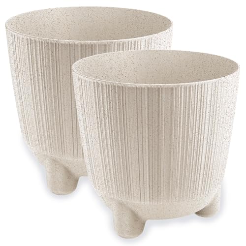 PECZEKO Blumentopf matt, Pflanzkübel mit Beinen, Dekorativer Topf für, groß und klein Pflanzen, 2er-Set blumenkübel, blumenkübel kräutertopf (2 Pack) Weiß, ø 11 cm von PECZEKO