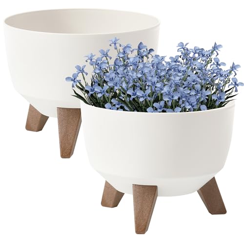 PECZEKO Blumentopf | untersetzer blumentopf | Pflanzkübel | 2X Set Übertöpfe | Ø 29 rund | Blumentöpfe Creme von PECZEKO