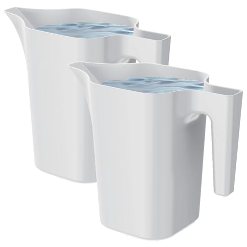 PECZEKO Gießkanne 1,8 Liter für Haus & Garten - aus robustem Kunststoff - giesskanne zur einfachen Bewässerung von Blumen, Pflanzen und zimmerpflanzen 2er-Set (2 Pack) Weiß von PECZEKO