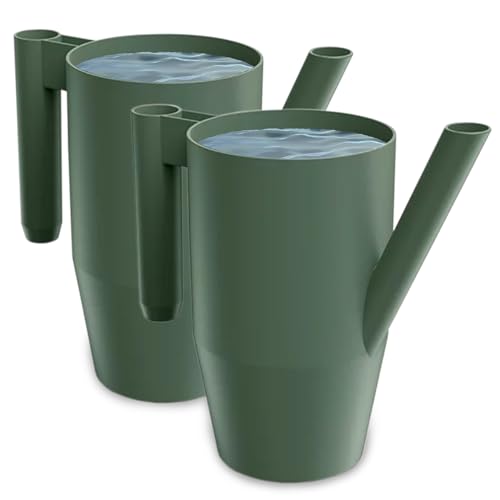 PECZEKO Gießkanne 2,0 Liter für Haus & Garten - aus robustem Kunststoff - giesskanne zur einfachen Bewässerung von Blumen, Pflanzen und zimmerpflanzen 2er-Set (2 Pack) Grün von PECZEKO