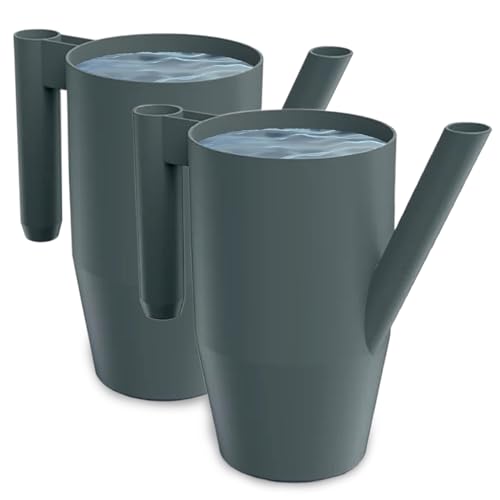 PECZEKO Gießkanne 2,0 Liter für Haus & Garten - aus robustem Kunststoff - giesskanne zur einfachen Bewässerung von Blumen, Pflanzen und zimmerpflanzen 2er-Set (2 Pack) Schwarz von PECZEKO
